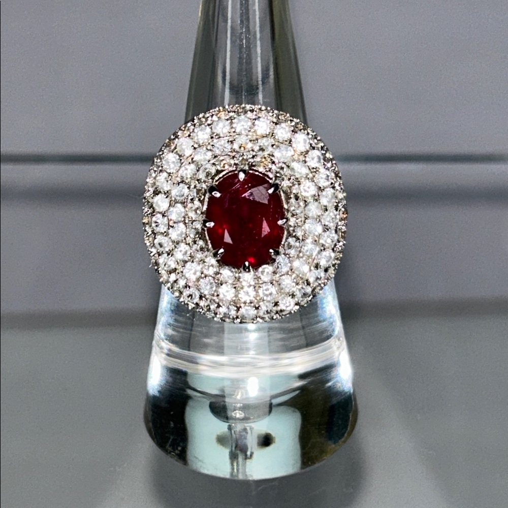 NWOT Genuine Ruby White Topaz Gemstone Gold Plated Sterling Silver Designer Ring